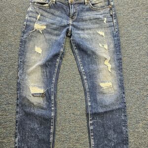 Silver Jeans Women's Distressed Blue Boyfriend Jeans